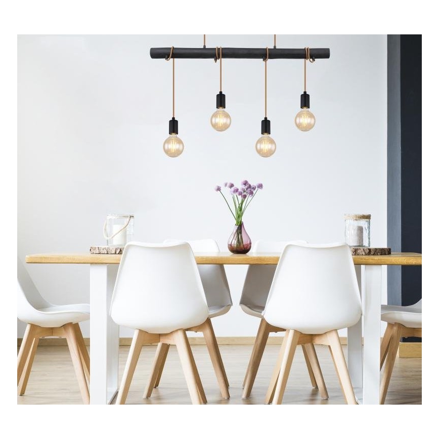 Globo 15459-4H - Csillár zsinóron LEO 4xE27/60W/230V