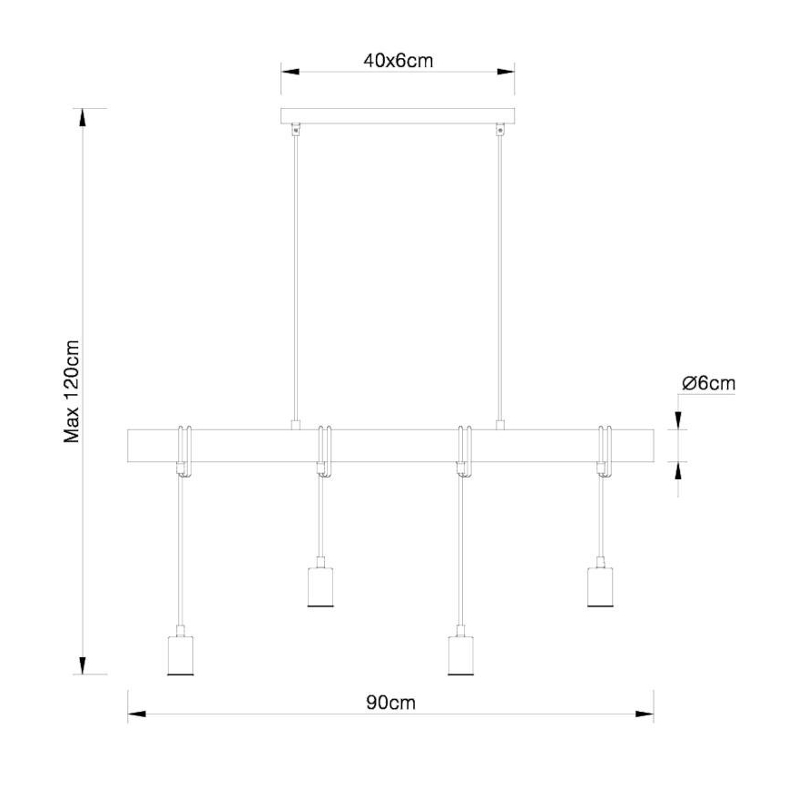 Globo 15459-4H - Csillár zsinóron LEO 4xE27/60W/230V