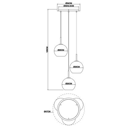 Globo - Csillár zsinóron 3xE27/60W/230V