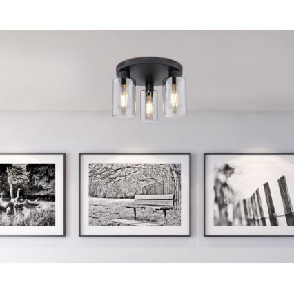 Globo - Mennyezeti lámpa 3xE27/60W/230V fekete