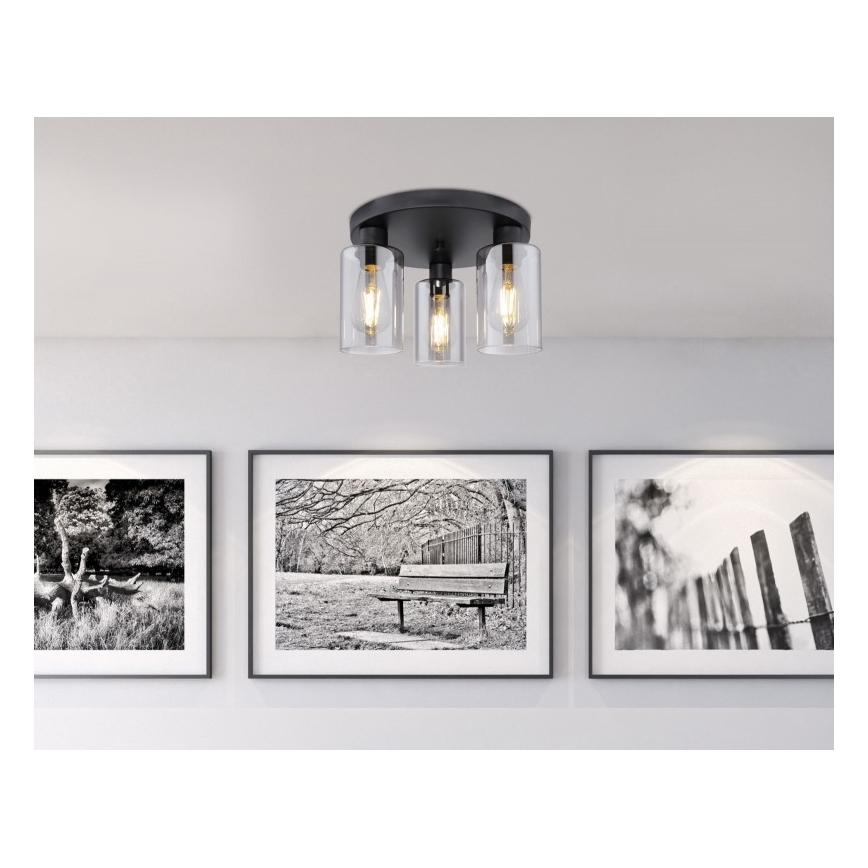 Globo - Mennyezeti lámpa 3xE27/60W/230V fekete