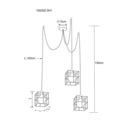 Globo 15530Z-3H1 - Csillár zsinóron MERRIL 3xE27/60W/230V