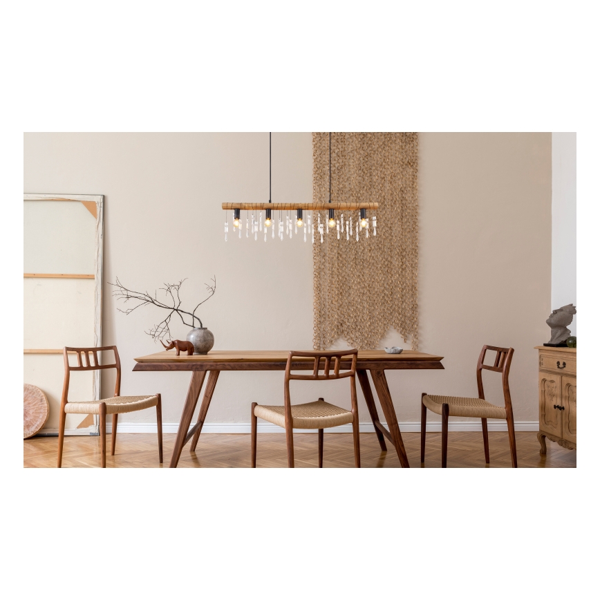 Globo 15532-5H - KIRA kábeles csillár 5xE14/40W/230V fekete/barna