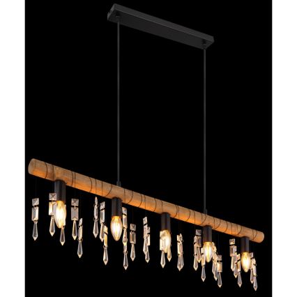 Globo 15532-5H - KIRA kábeles csillár 5xE14/40W/230V fekete/barna