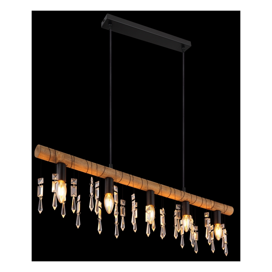 Globo 15532-5H - KIRA kábeles csillár 5xE14/40W/230V fekete/barna