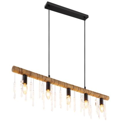 Globo 15532-5H - KIRA kábeles csillár 5xE14/40W/230V fekete/barna