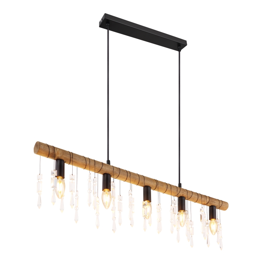 Globo 15532-5H - KIRA kábeles csillár 5xE14/40W/230V fekete/barna