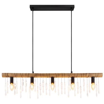 Globo 15532-5H - KIRA kábeles csillár 5xE14/40W/230V fekete/barna