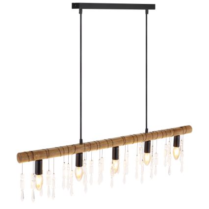 Globo 15532-5H - KIRA kábeles csillár 5xE14/40W/230V fekete/barna