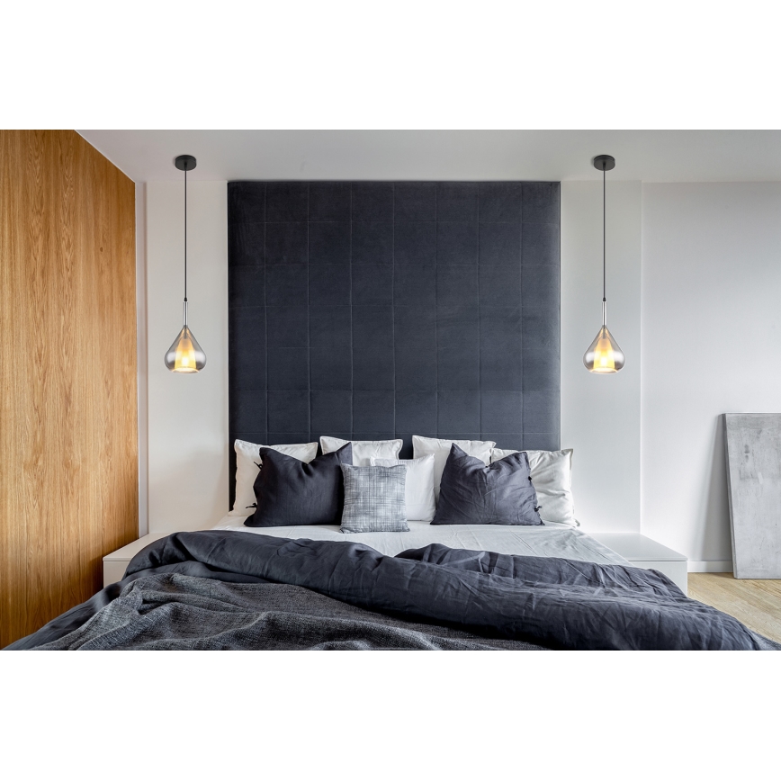 Globo - Csillár zsinóron 1xE27/60W/230V átm. 20 cm fekete