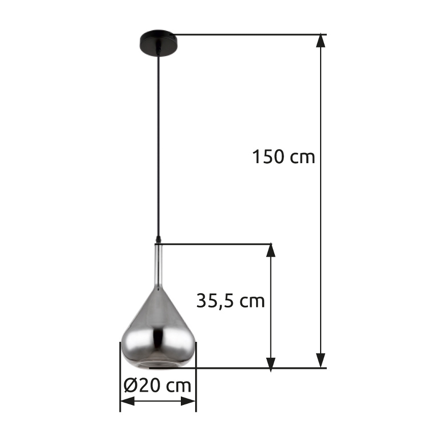 Globo - Csillár zsinóron 1xE27/60W/230V átm. 20 cm fekete