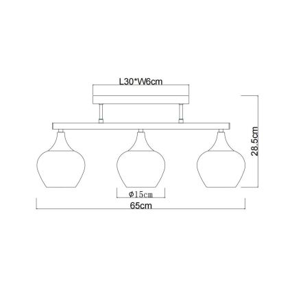 Globo - Felületre szerelhető csillár 3xE27/40W/230V fekete