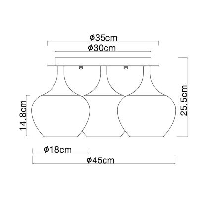 Globo - Felületre szerelhető csillár 3xE27/40W/230V átm. 45 cm réz