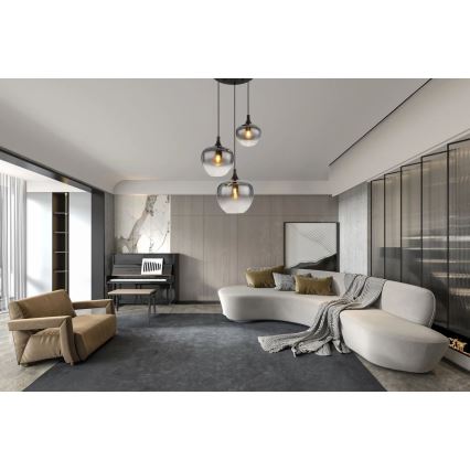 Globo - Csillár zsinóron 3xE27/40W/230V átm. 48 cm fekete