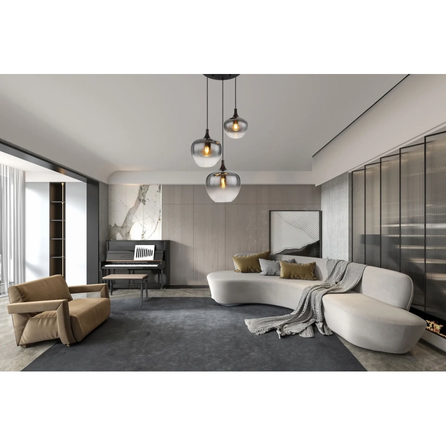 Globo - Csillár zsinóron 3xE27/40W/230V átm. 48 cm fekete