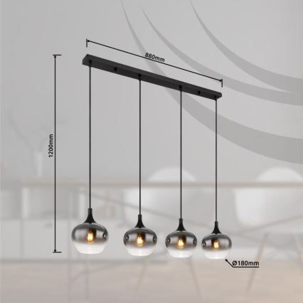 Globo - Zsinóros csillár 4xE27/40W/230V fekete