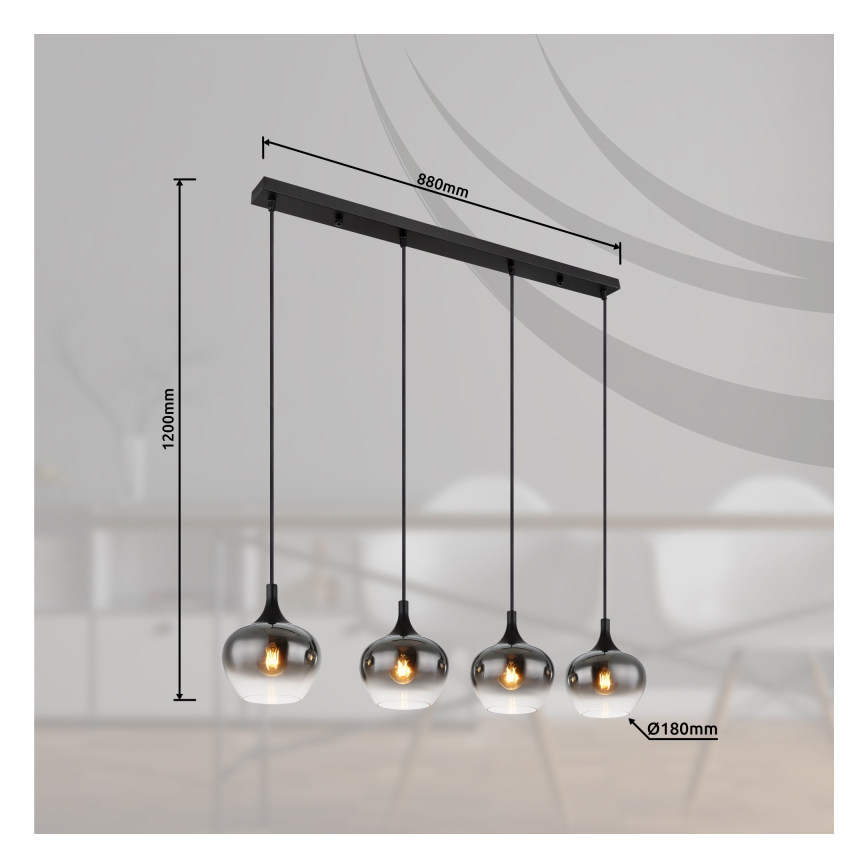 Globo - Zsinóros csillár 4xE27/40W/230V fekete