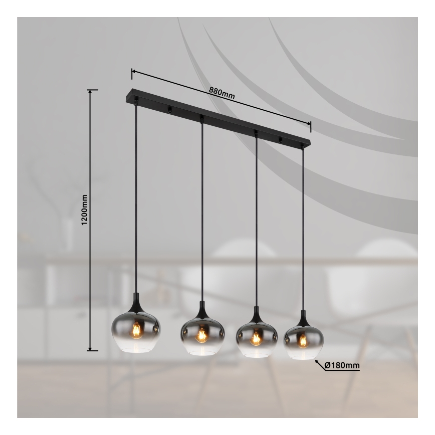 Globo - Zsinóros csillár 4xE27/40W/230V fekete