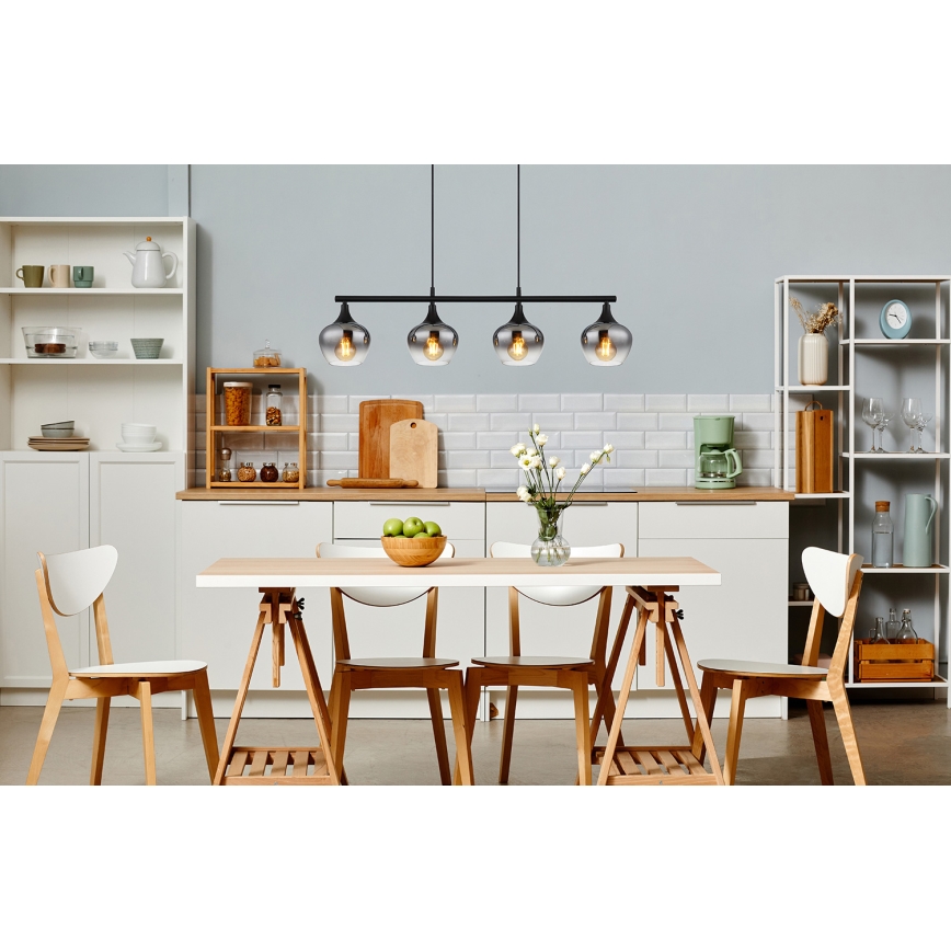 Globo - Csillár zsinóron 4xE27/40W/230V fekete