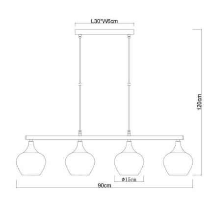 Globo - Csillár zsinóron 4xE27/40W/230V fekete