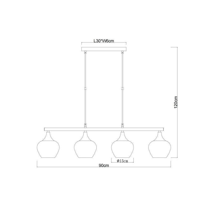 Globo - Csillár zsinóron 4xE27/40W/230V fekete
