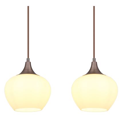 Globo - Csillár zsinóron 4xE27/40W/230V fehér/barna