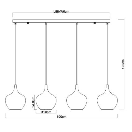 Globo - Csillár zsinóron 4xE27/40W/230V réz