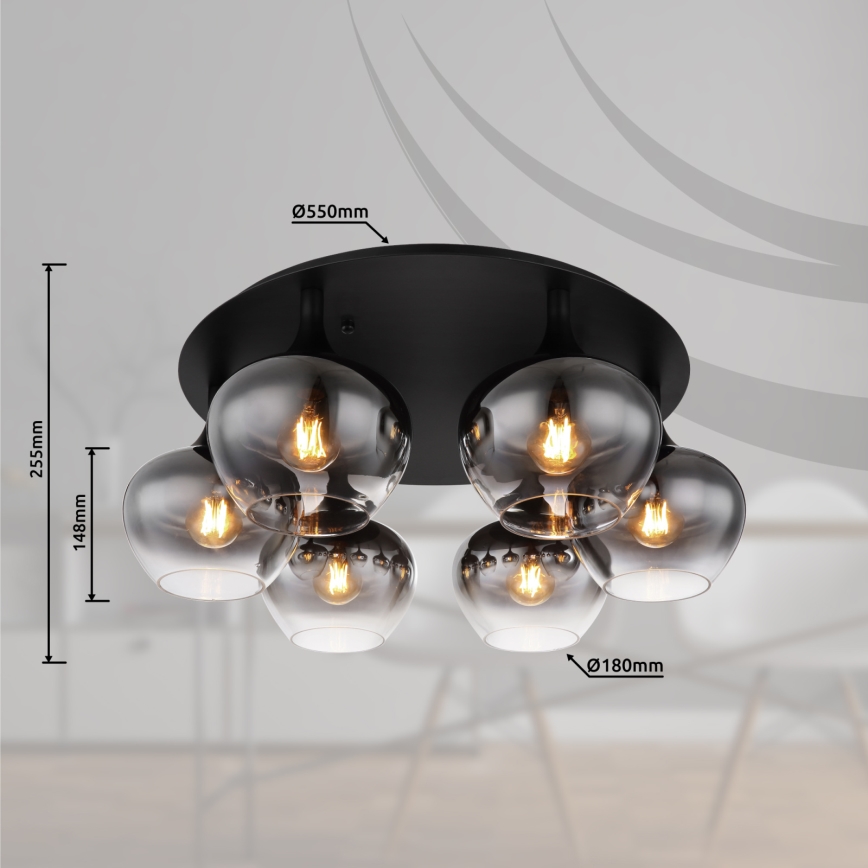 Globo - Felületre szerelhető csillár 6xE27/40W/230V Ø 65 cm fekete