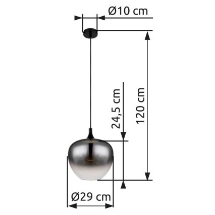 Globo - Csillár zsinóron 1xE27/60W/230V átm. 29 cm fekete