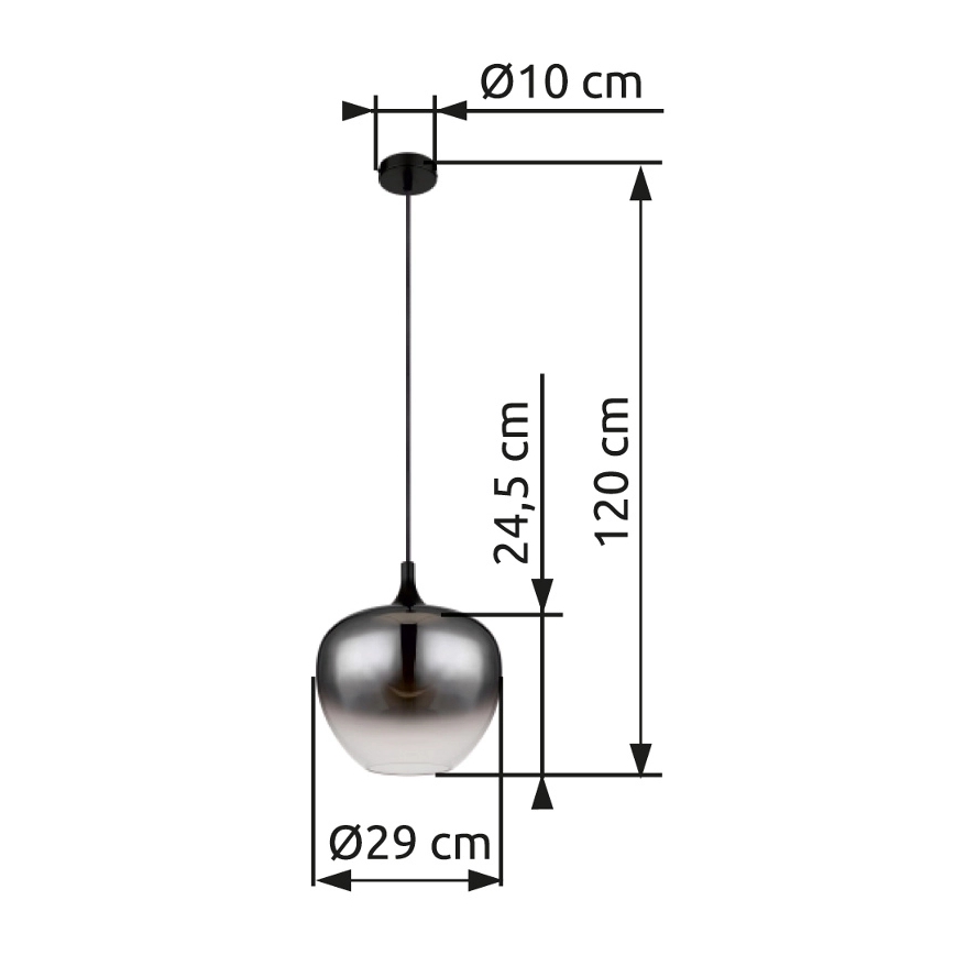 Globo - Csillár zsinóron 1xE27/60W/230V átm. 29 cm fekete