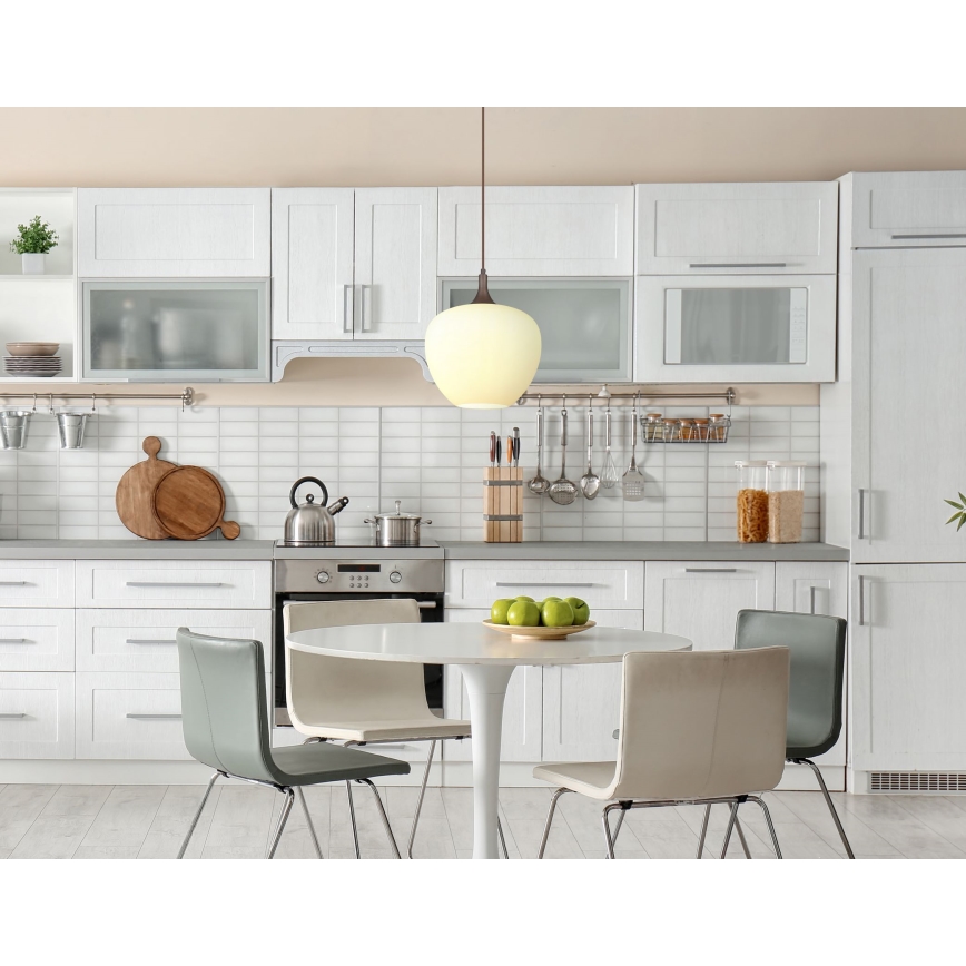 Globo - Csillár zsinóron 1xE27/60W/230V átm. 29 cm fehér/barna