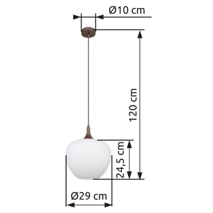 Globo - Csillár zsinóron 1xE27/60W/230V átm. 29 cm fehér/barna