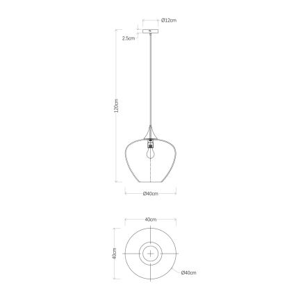Globo - Csillár zsinóron 1xE27/60W/230V átm. 40 cm fekete