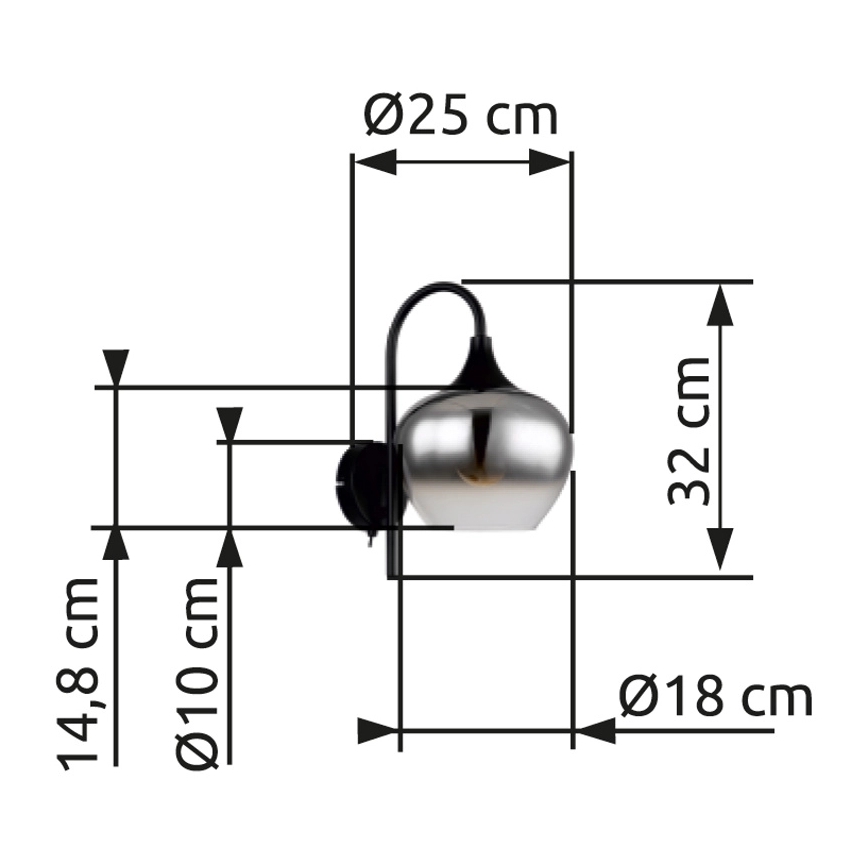 Globo - Fali lámpa 1xE27/40W/230V fekete