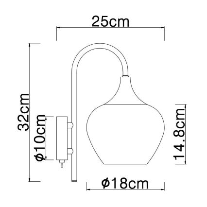Globo - Fali lámpa 1xE27/40W/230V réz