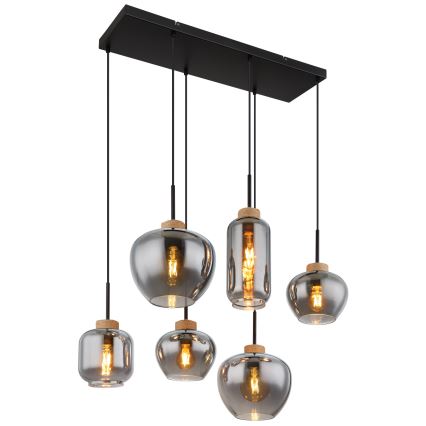 Globo - Kábeles csillár 6xE27/40W/230V fekete