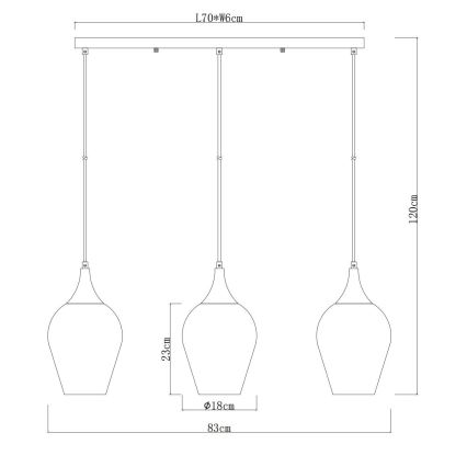 Globo - Csillár zsinóron 3xE27/60W/230V