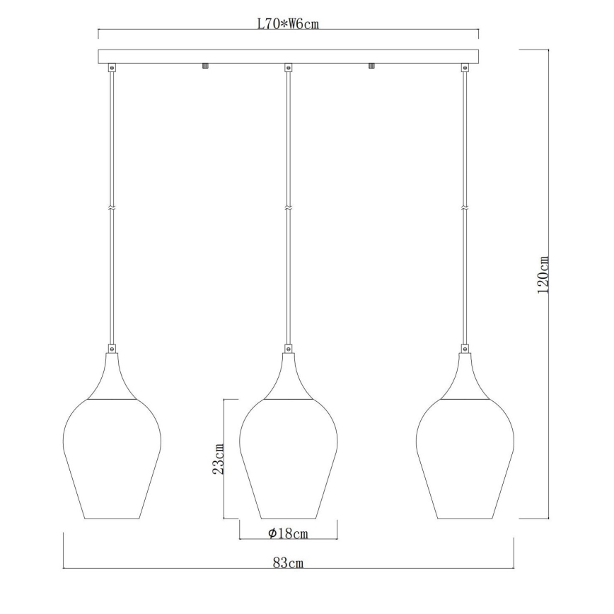 Globo - Csillár zsinóron 3xE27/60W/230V