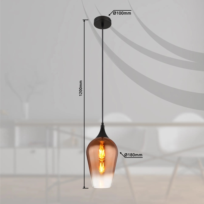 Globo - Csillár zsinóron 1xE27/60W/230V átm. 18 cm réz