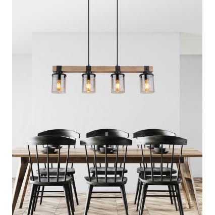 Globo - Csillár zsinóron 4xE27/60W/230V tölgy