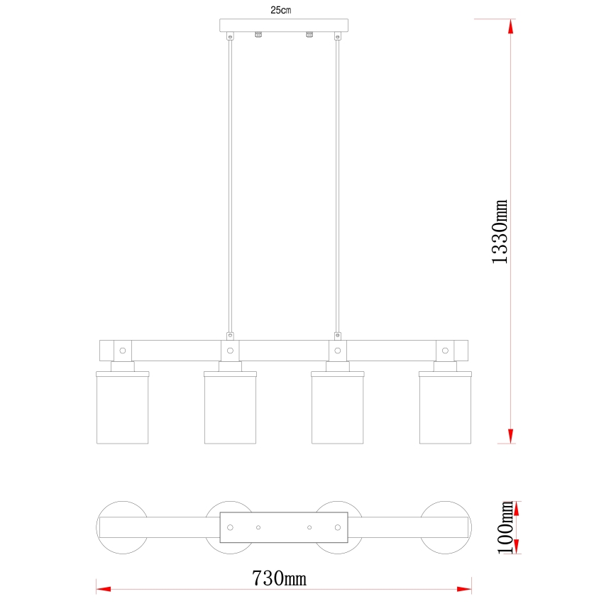 Globo - Csillár zsinóron 4xE27/60W/230V tölgy