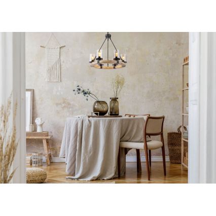 Globo - Csillár láncon 6xE27/60W/230V tölgy