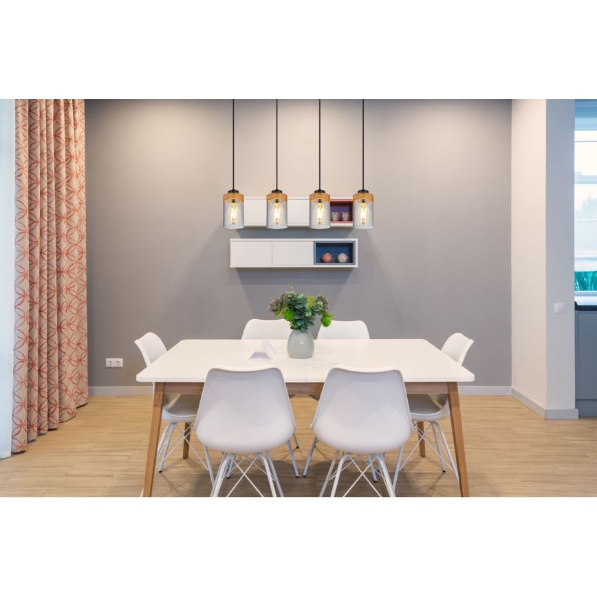 Globo - Függeszték kábelre 4xE27/40W/230V fém/fa