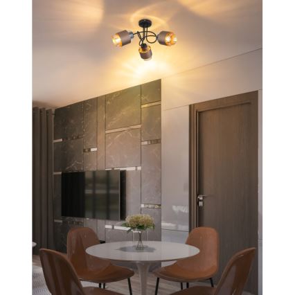 Globo - Felületre szerelhető csillár 3xE27/40W/230V fekete/bronzos