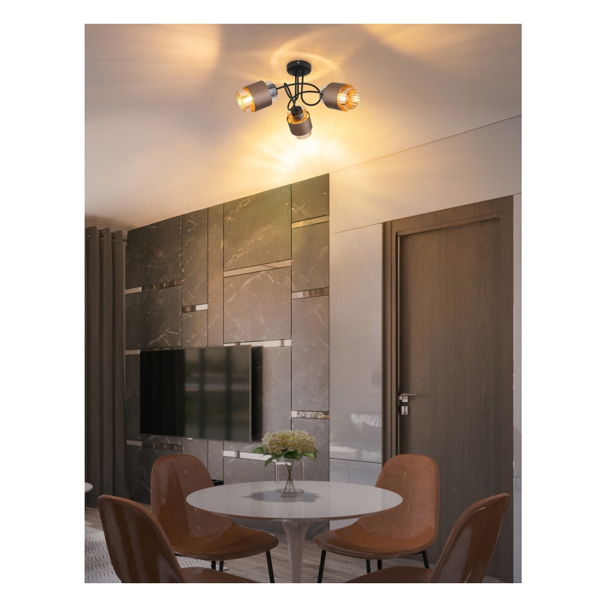 Globo - Felületre szerelhető csillár 3xE27/40W/230V fekete/bronzos