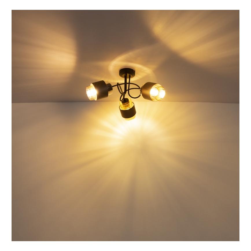 Globo - Felületre szerelhető csillár 3xE27/40W/230V fekete/bronzos