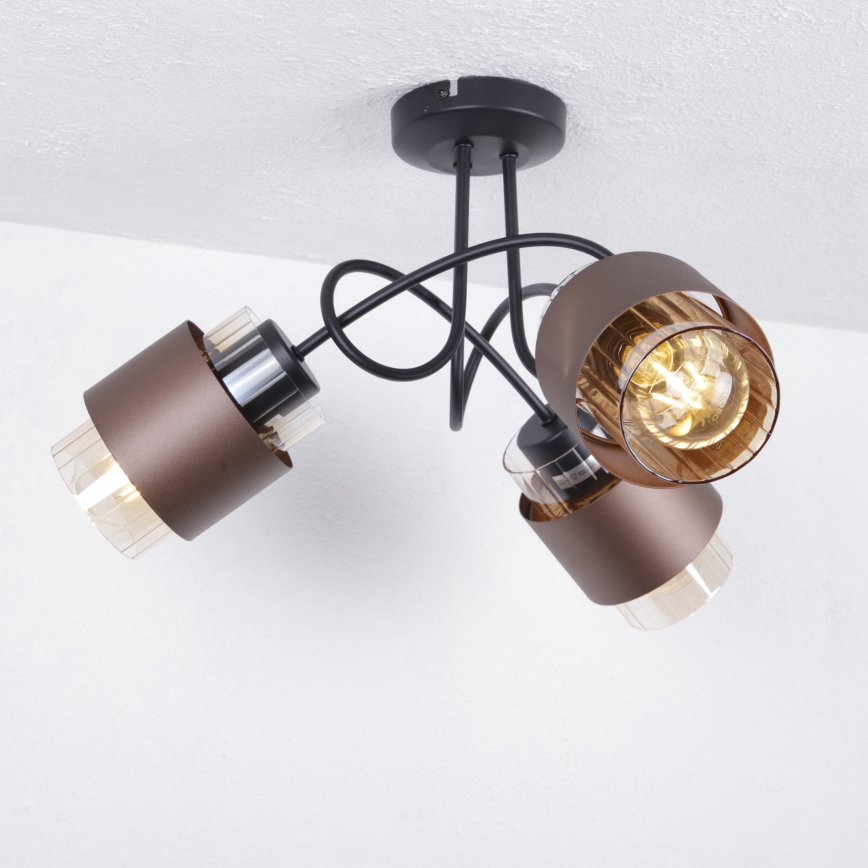 Globo - Felületre szerelhető csillár 3xE27/40W/230V fekete/bronzos