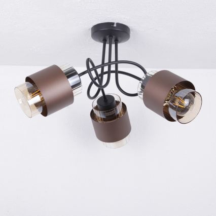 Globo - Felületre szerelhető csillár 3xE27/40W/230V fekete/bronzos