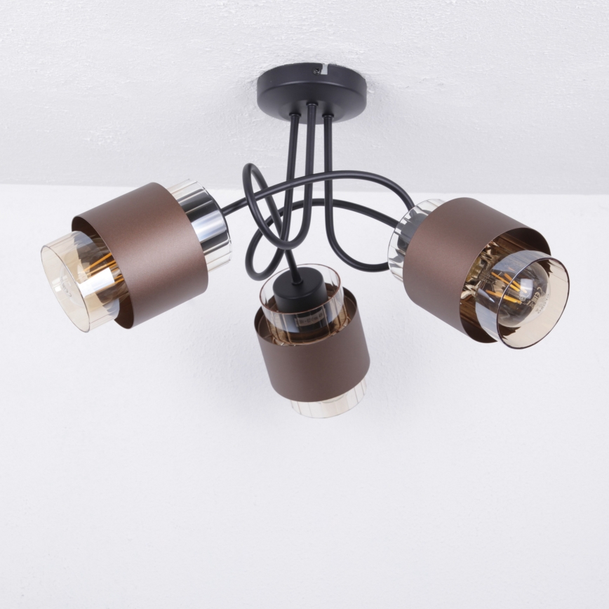 Globo - Felületre szerelhető csillár 3xE27/40W/230V fekete/bronzos
