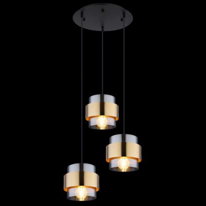 Globo - Függeszték kábelre 3xE27/60W/230V fekete/sárgaréz